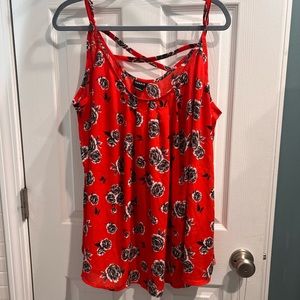 RED FLORAL TORRID BLOUSE